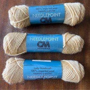 CM Needlepoint yarn 3 skeins golden color wool
